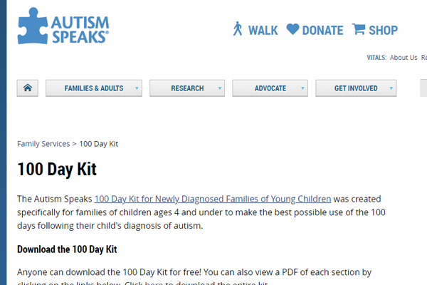 Autism Speaks 100 Day Kit