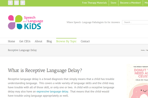 Receptive Language Delay info