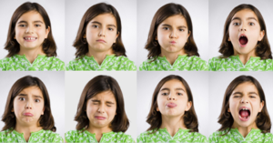 Girl showing a range of emotions