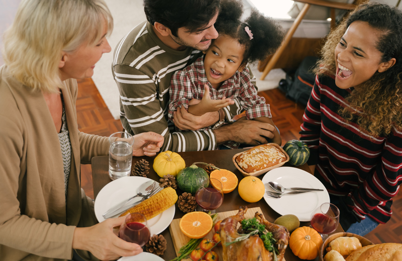 Family enjoying a meal together