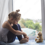 little girl with teddy bear